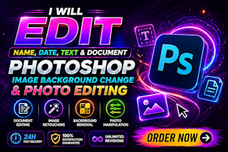 do document editing image change name date text background change photoshop edit