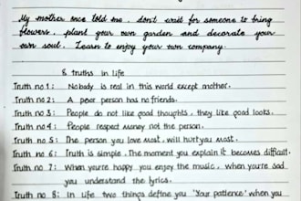 write anything you need with very beautiful handwriting cursive or printed