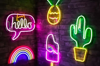 design custom neon sign or line art in modern style