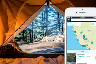 develop camping app, campsite locator app, camping gear guide app