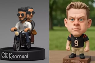 design 2d 3d bobble head funko pop caricature 3d head bust 3d figurine chibi