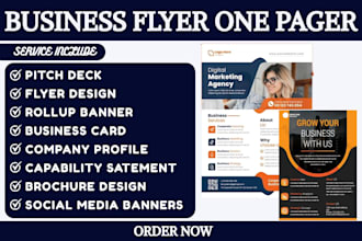 do one page, business flyer, capability statement, company profile, brochure,