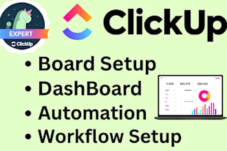 setup clickup workflow, dashboard, and automation with clickup consultation