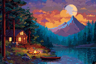 create a pixel art wallpaper or background