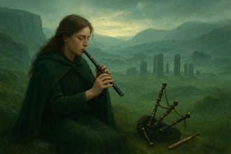 record irish flute for your music, folk music with bagpipes, whistle, celtic