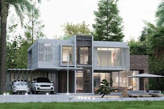 redesign 3d residential apartment, vacation house render, cgi exterior landscape
