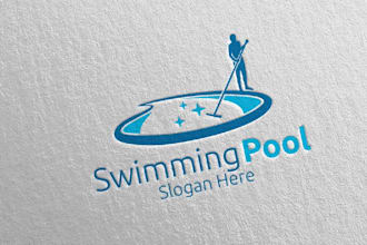 create professional and specially pool cleaning logo design