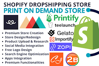 build shopify dropshipping store printy6 zopi apliiq printful printify teelaunch