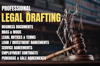 draft legal contracts agreements business documents legal notices nda or mou