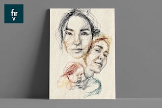 make scribble art, abstract line portrait