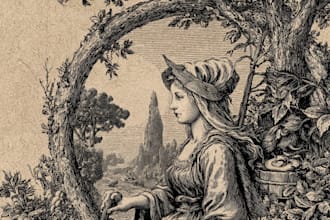 make medieval vintage line art illustration in engraving style