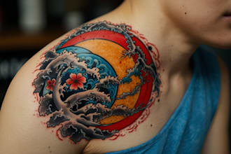 design a japanese style tattoo art