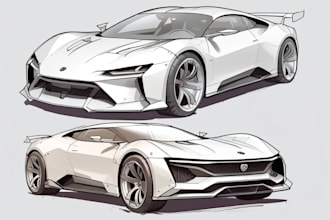 sketch a car or vehicle design concept using digital drawing