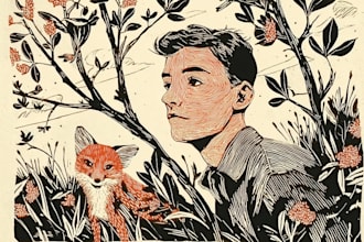 illustrate animal or botanical linocut based