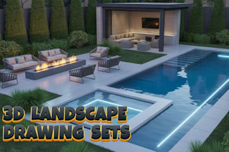 do outdoor backyard landscape design, pergola 3d patio and garden permit drawing