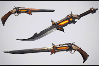 create weapon concept art for you