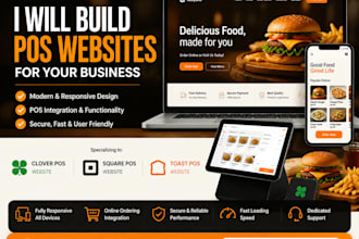 build a professional toast website, clover pos site, and square pos website