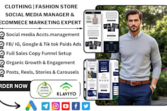 clothing shopify store marketing social media manager clothing website promotion