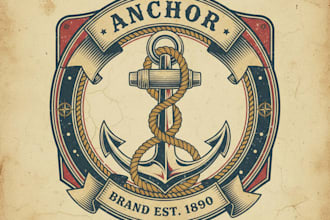 design a vintage anchor logo with classic nautical and maritime vibes