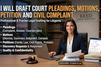 draft court pleadings motions petition and civil complaint