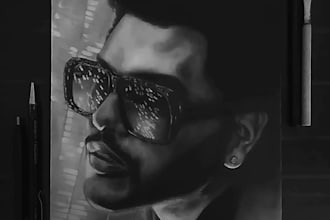 craft charcoal portraits with intricate details
