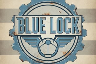 design a vintage blue lock logo with classic security and retro vibes