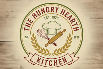 design a vintage kitchen logo with classic culinary style