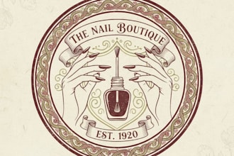 design a vintage nail logo with classic beauty style