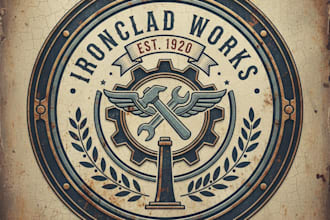 design a vintage factory logo with classic industrial style