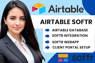 design softr web apps, client portals, airtable databases, and automations
