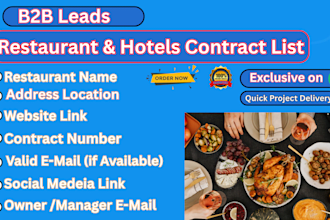 provide restaurant and hotels contract leads for any country