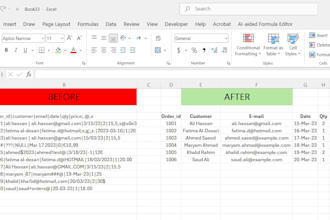 clean your excel data, remove duplicates, fix errors and standardize form