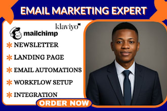 setup mailchimp and klaviyo email automation landing page newsletter design