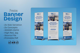 design custom roll up banner, retractable banner, or trade show banner