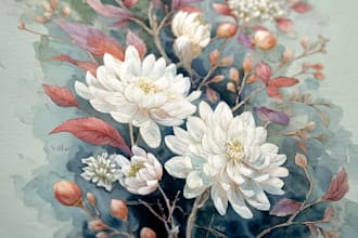 make a watercolor illustration of a plant