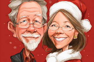 do custom family holiday caricature for your gifts