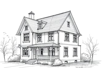 sketch houses and buildings