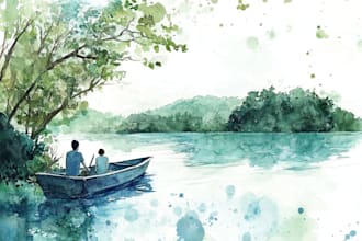 draw a watercolor couple portrait
