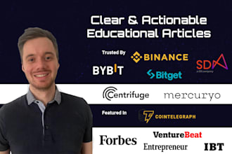 write expert educational articles for crypto, finance, saas, tech