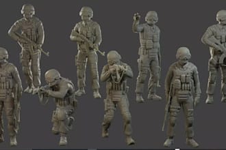 ww2 chibi figurine,weight mesh,stl for 3d printing,stylized statue,bjd toys,trpg