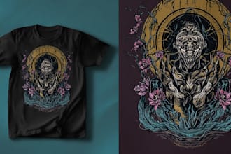 create professional illustrated t shirt artwork ready
