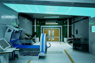3d hospital interior design, nurse station, sterile space, lab, clinic, dental