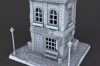 sculpt 3d printable house,tabletop terrain design,wargaming terrain,stl 3d asset