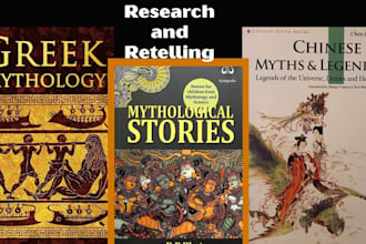 research and write mythological stories from ancient cultures and religions