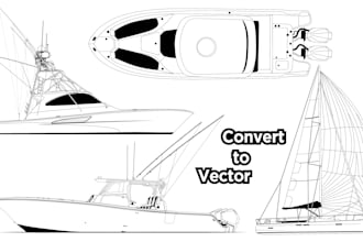 professionally convert boat, yacht, and ship images to clean vector line art