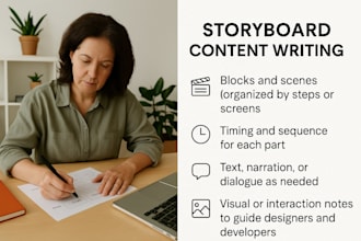 write storyboard content for websites and learning apps