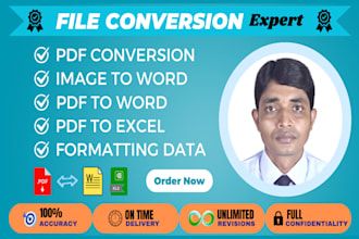 convert PDF to word, excel and image to word, excel on time