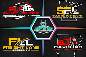do modern transportation trucking logistics dispatching freight and cargo logo