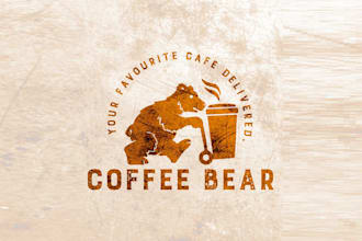 create a quirky and fun bear and coffee logo