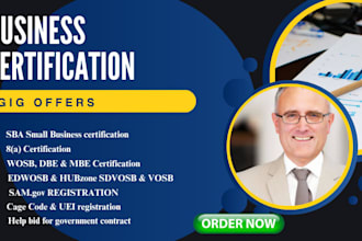 do business certification for you wosb, mbe, dbe, edwosb, 8a, register on samgov